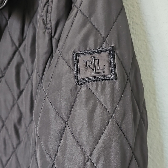 Lauren Ralph Lauren Black Quilted jacket with faux leather trim Medium - Picture 4 of 16